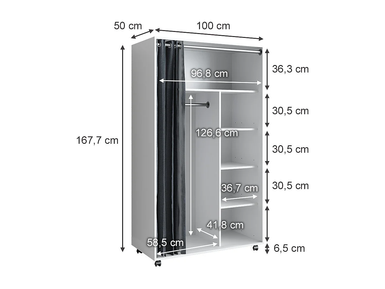 Armoire blanc 100x50x168 doros