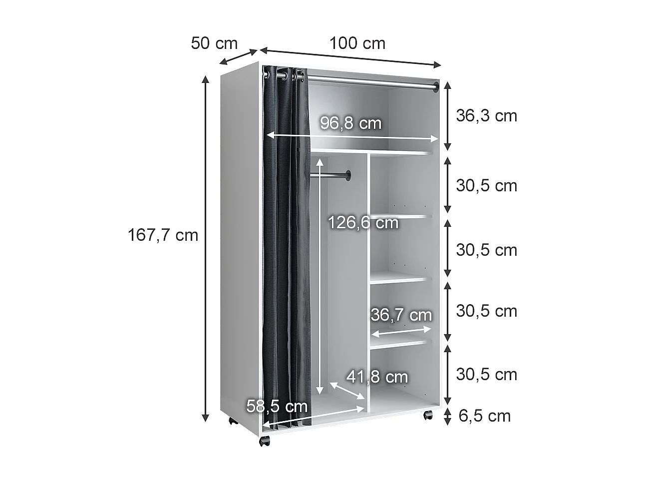 Armoire blanc 100x50x168 doros