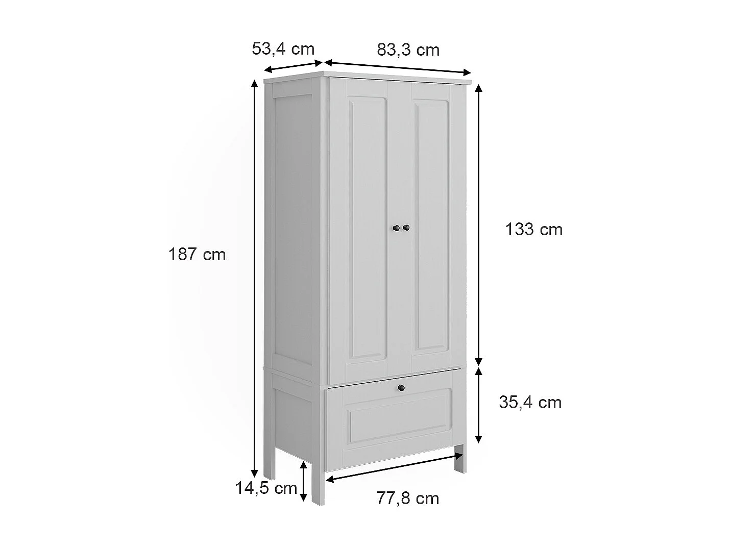 Armoire pour enfants blanc 83.3x53.4x187 ajaton