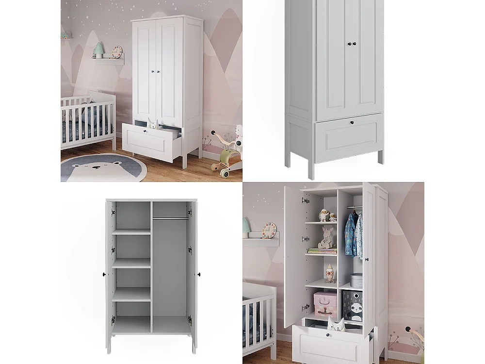 Armoire pour enfants blanc 83.3x53.4x187 ajaton