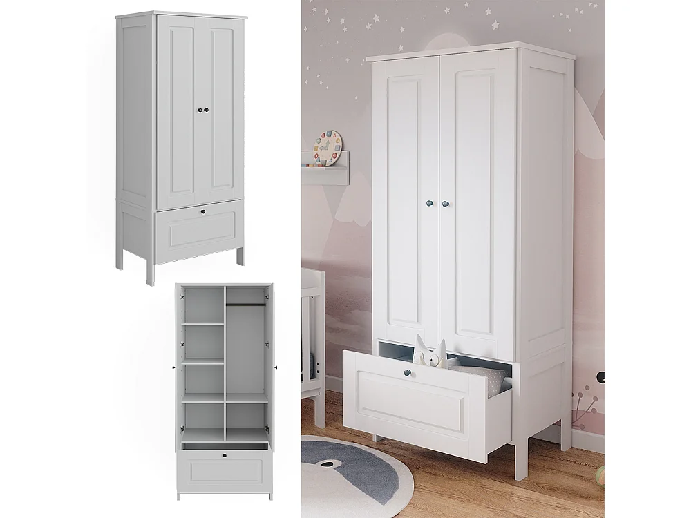 Armoire pour enfants blanc 83.3x53.4x187 ajaton