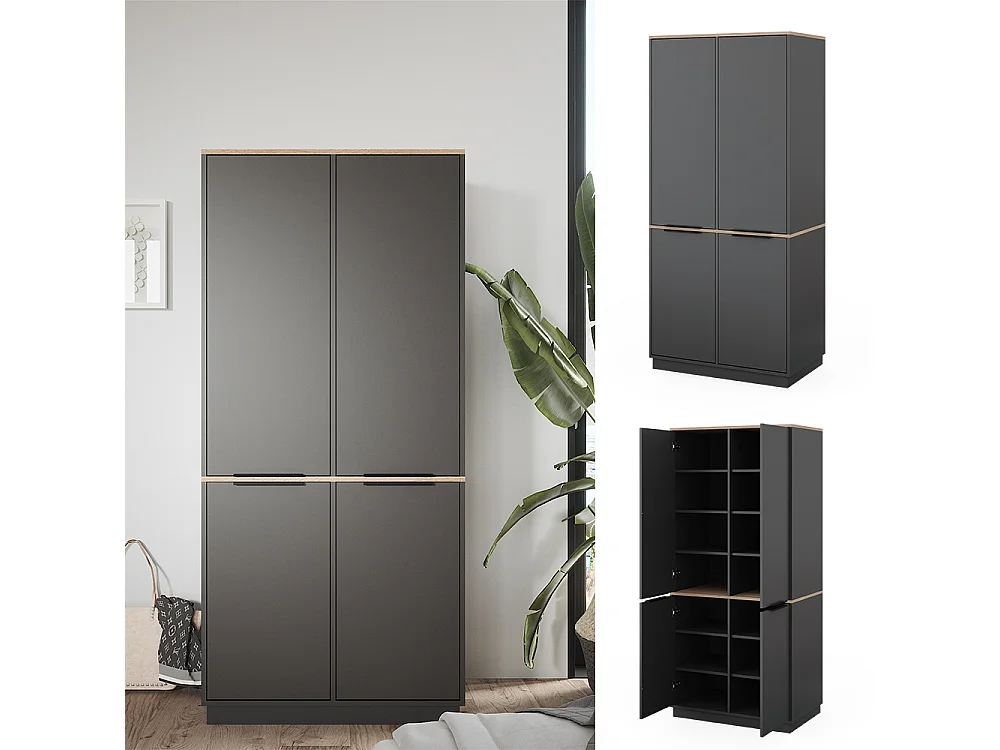 Armario de ropa antracita/sonoma 82x50x179 betti