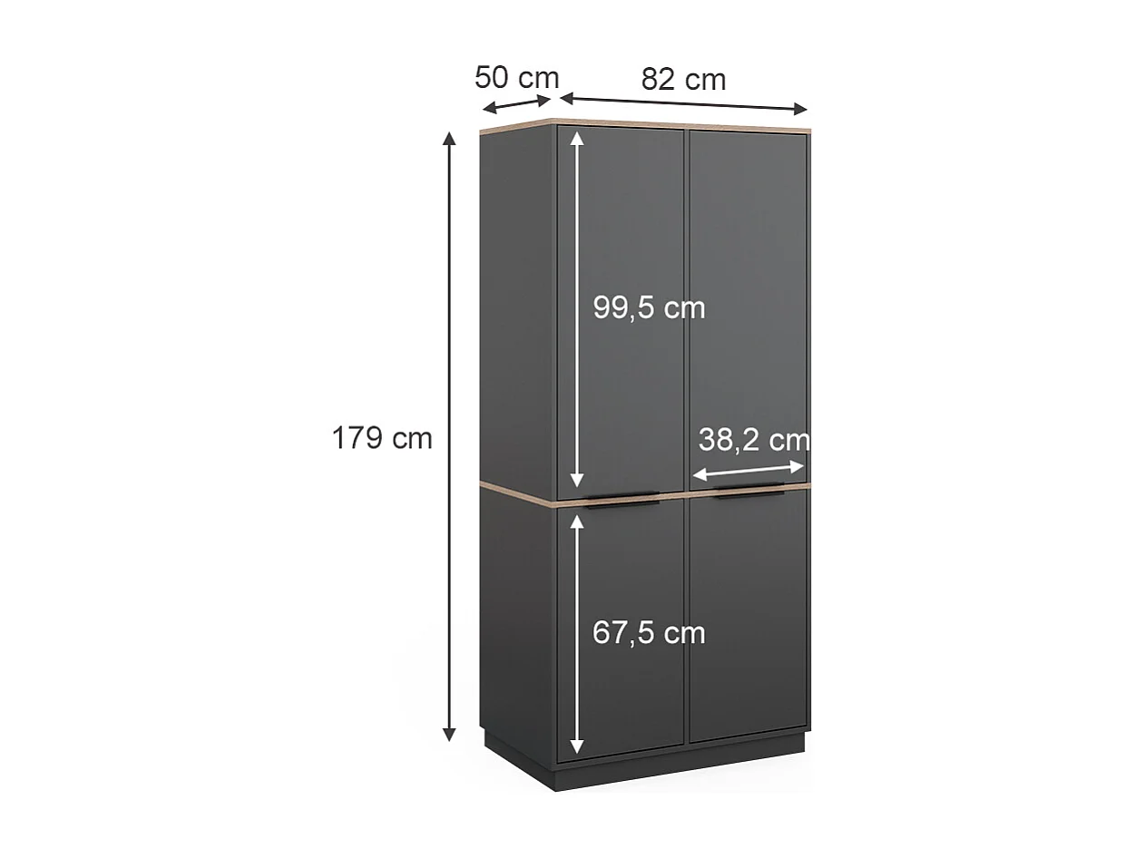 Armoire anthracite/sonoma 82x50x179 betti