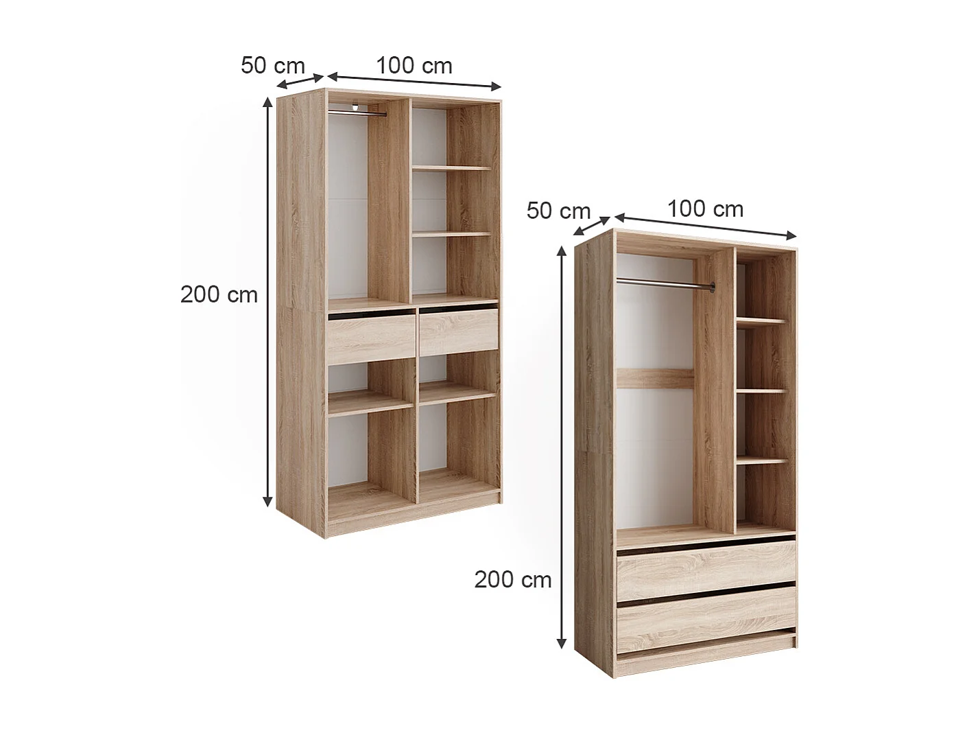 Armoire à vêtements sonoma 100x50x200 elmo
