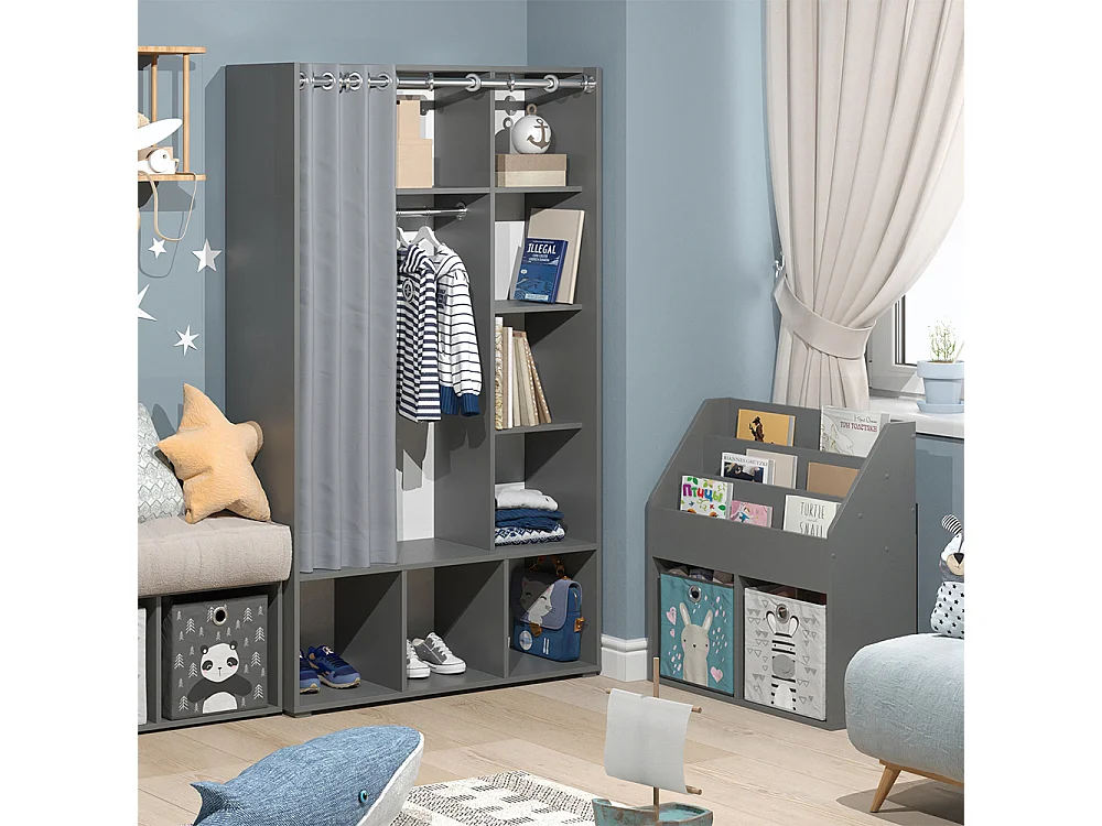 Armoire pour enfants gris 105.8x38x178.1 luigi