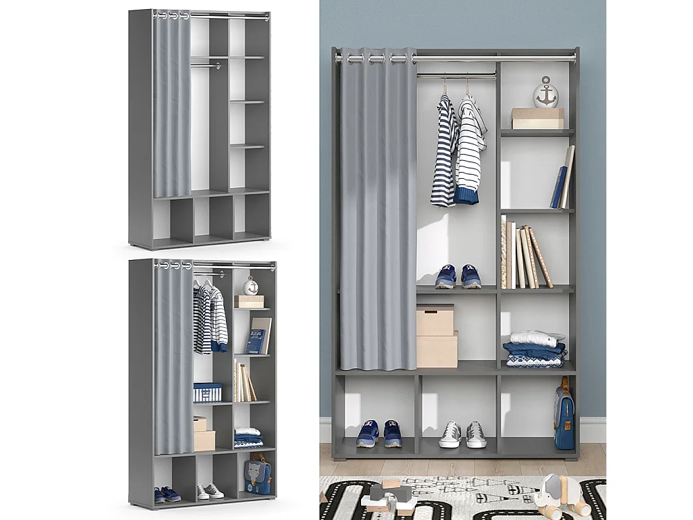 Armoire pour enfants gris 105.8x38x178.1 luigi