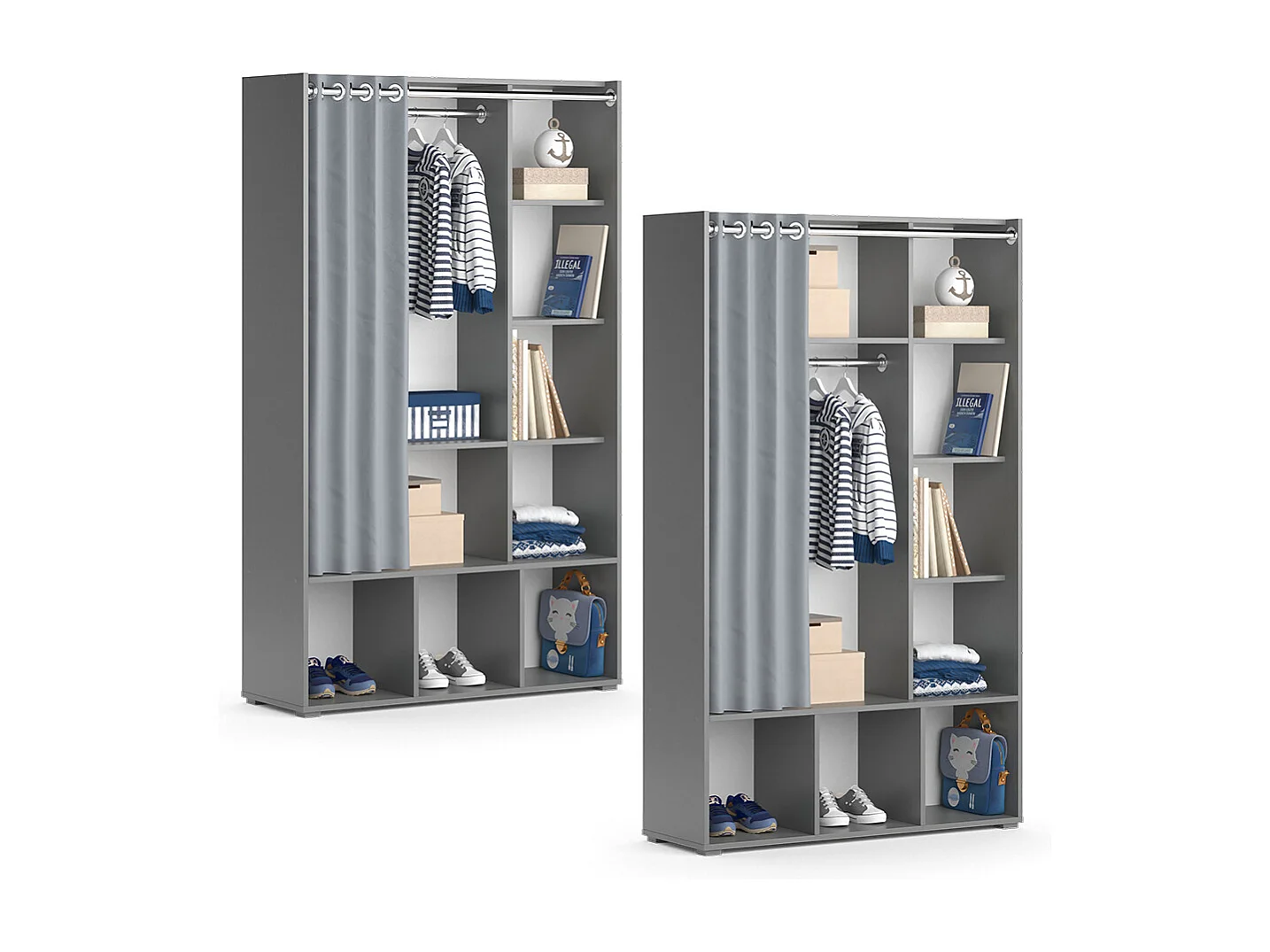 Armoire pour enfants gris 105.8x38x178.1 luigi