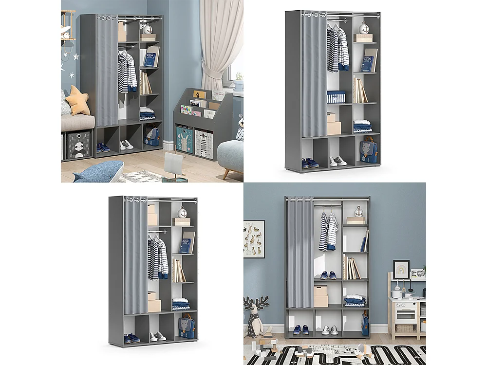 Armoire pour enfants gris 105.8x38x178.1 luigi