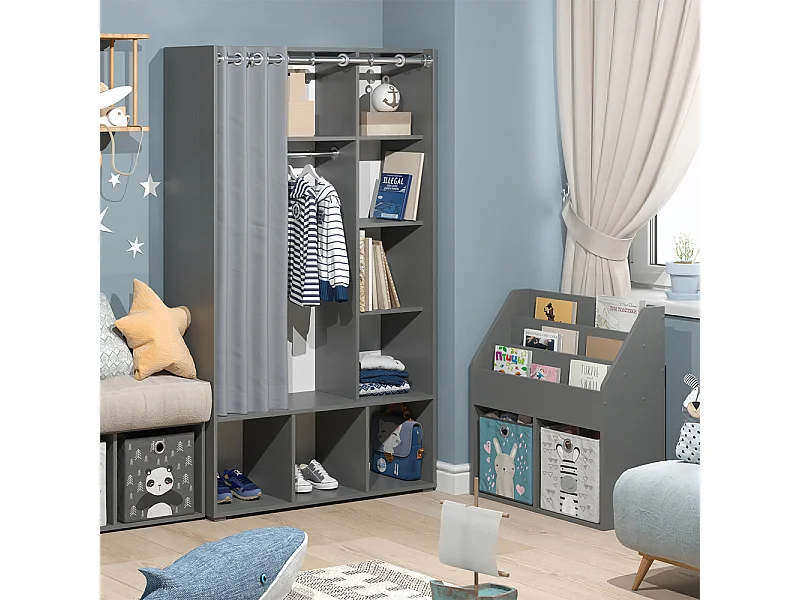 Armoire pour enfants gris 105.8x38x178.1 luigi