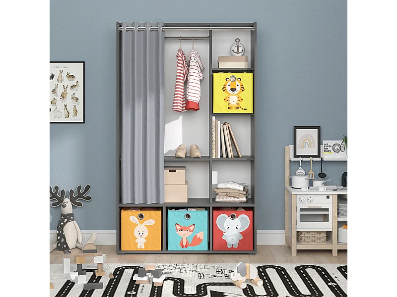 Armoire pour enfants gris 105.8x38x178.1 luigi