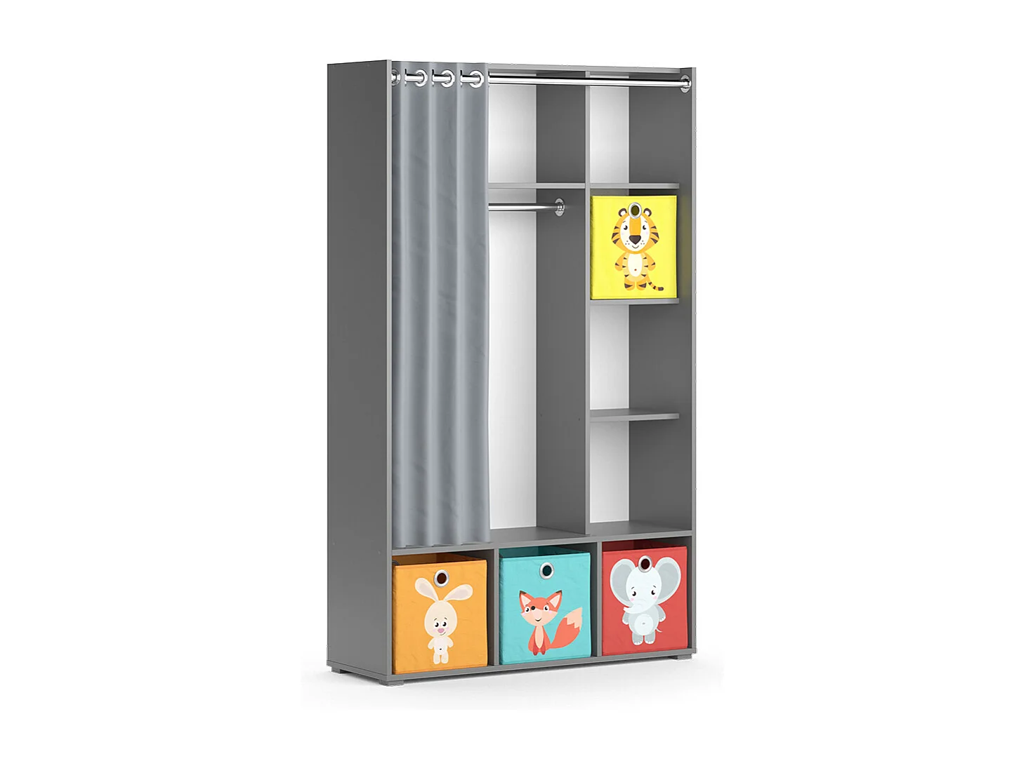Guardaroba per bambini grigio 105.8x38x178.1 luigi