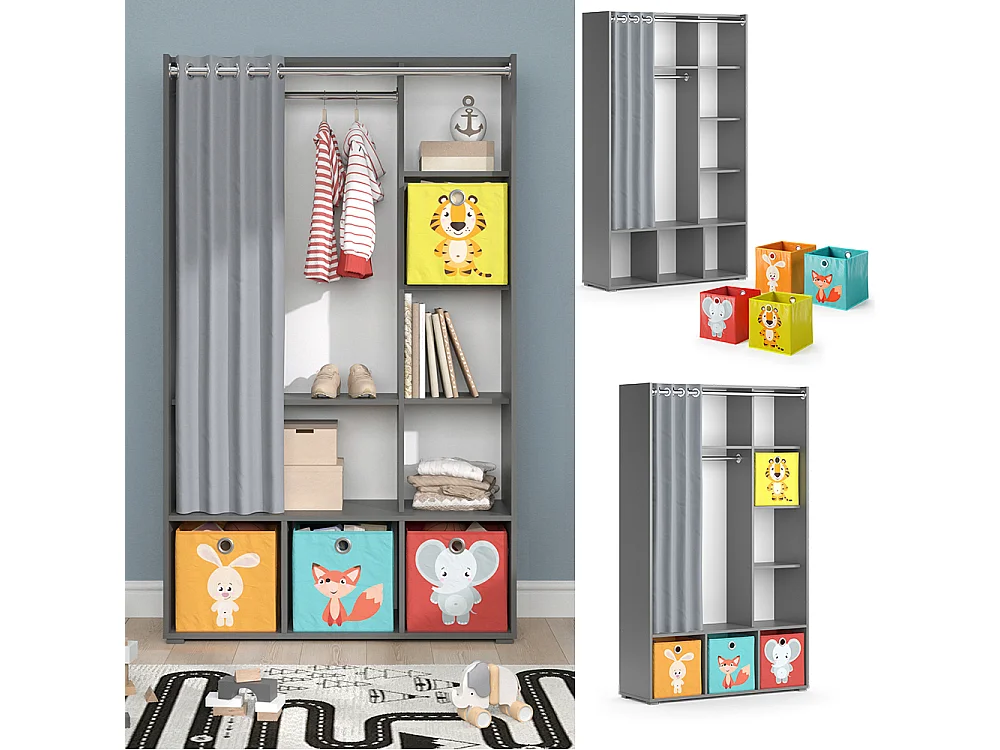 Kinderkledingkast grijs 105.8x38x178.1 luigi