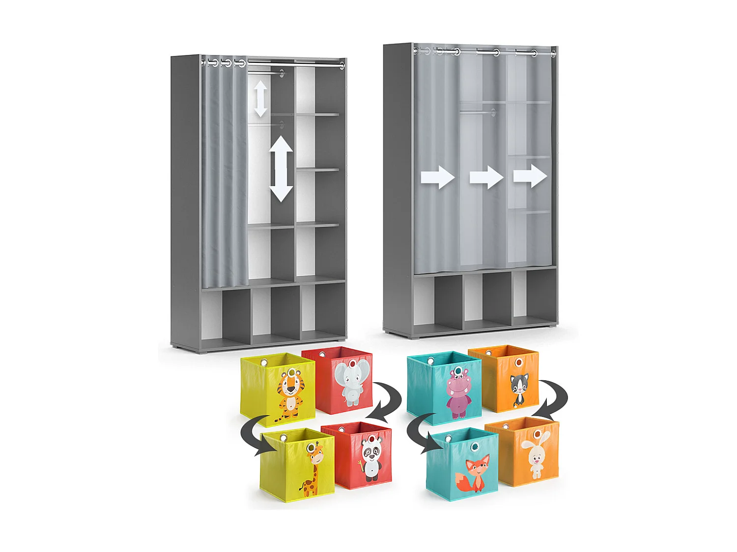 Kinderkledingkast grijs 105.8x38x178.1 luigi