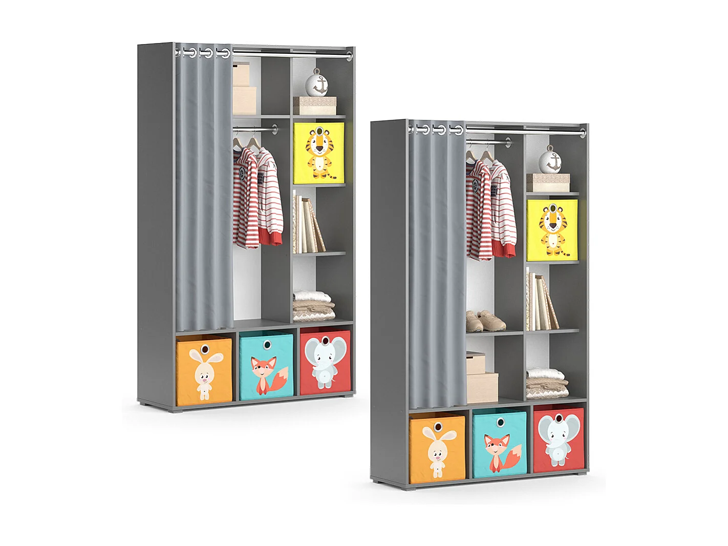 Kinderkledingkast grijs 105.8x38x178.1 luigi