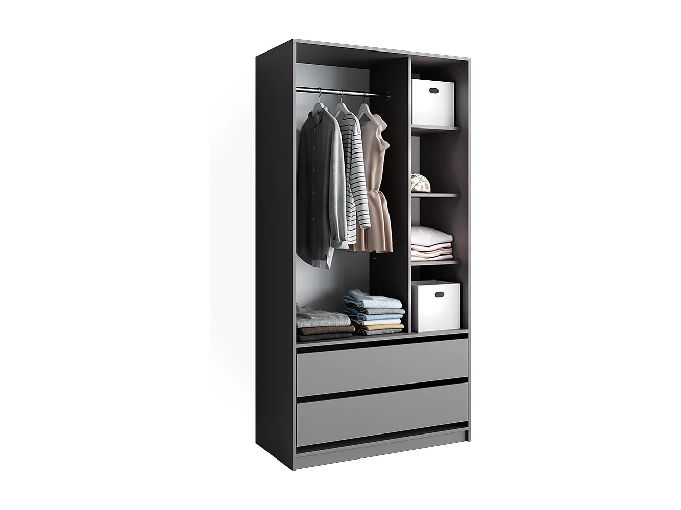 Armoire à vêtements anthracite 100x50x200 elmo