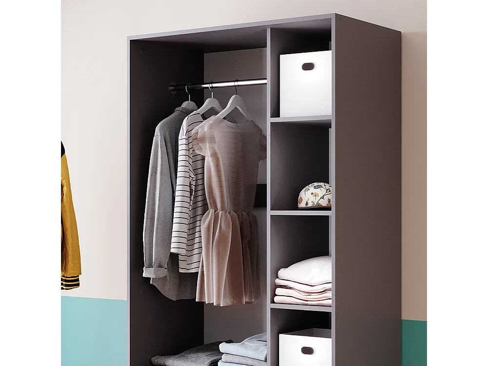 Armoire à vêtements anthracite 100x50x200 elmo