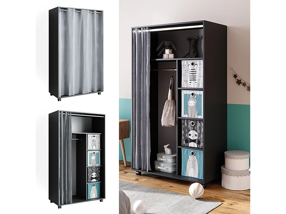 Kleiderschrank grau 100x50x168 doros