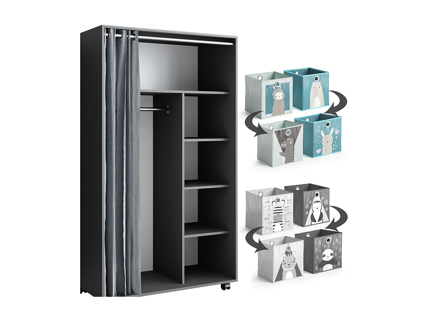 Kleiderschrank grau 100x50x168 doros