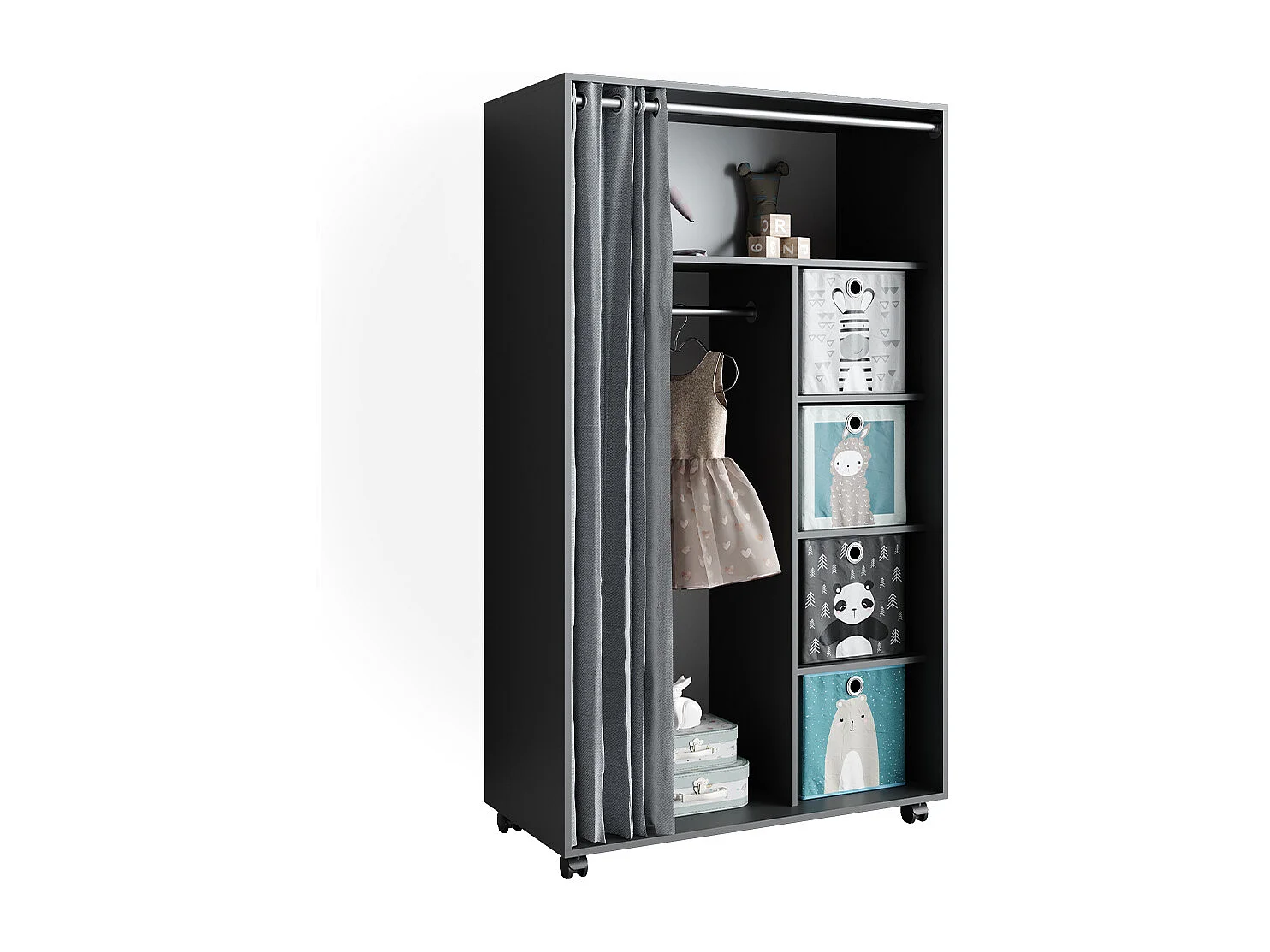 Kleiderschrank grau 100x50x168 doros