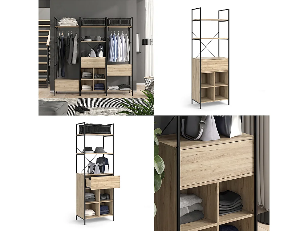 Armoire à vêtements bois 60x40x180 enya