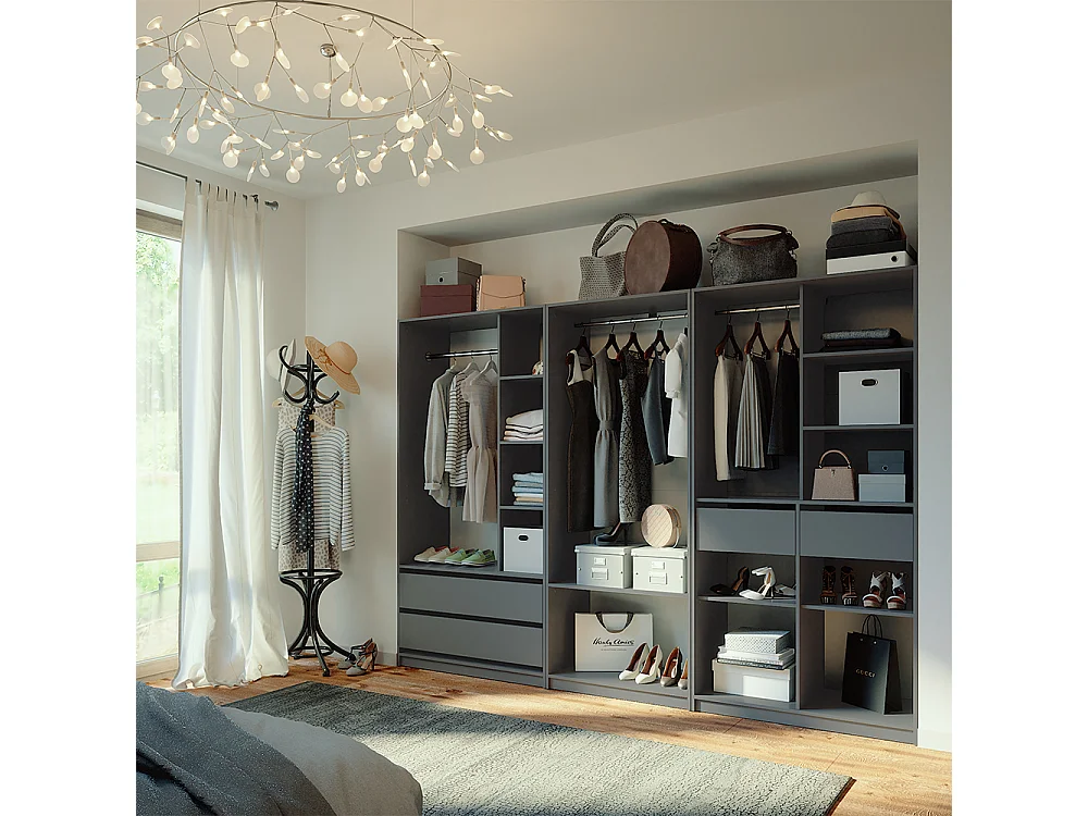 Armoire à vêtements anthracite 100x50x200 elmo