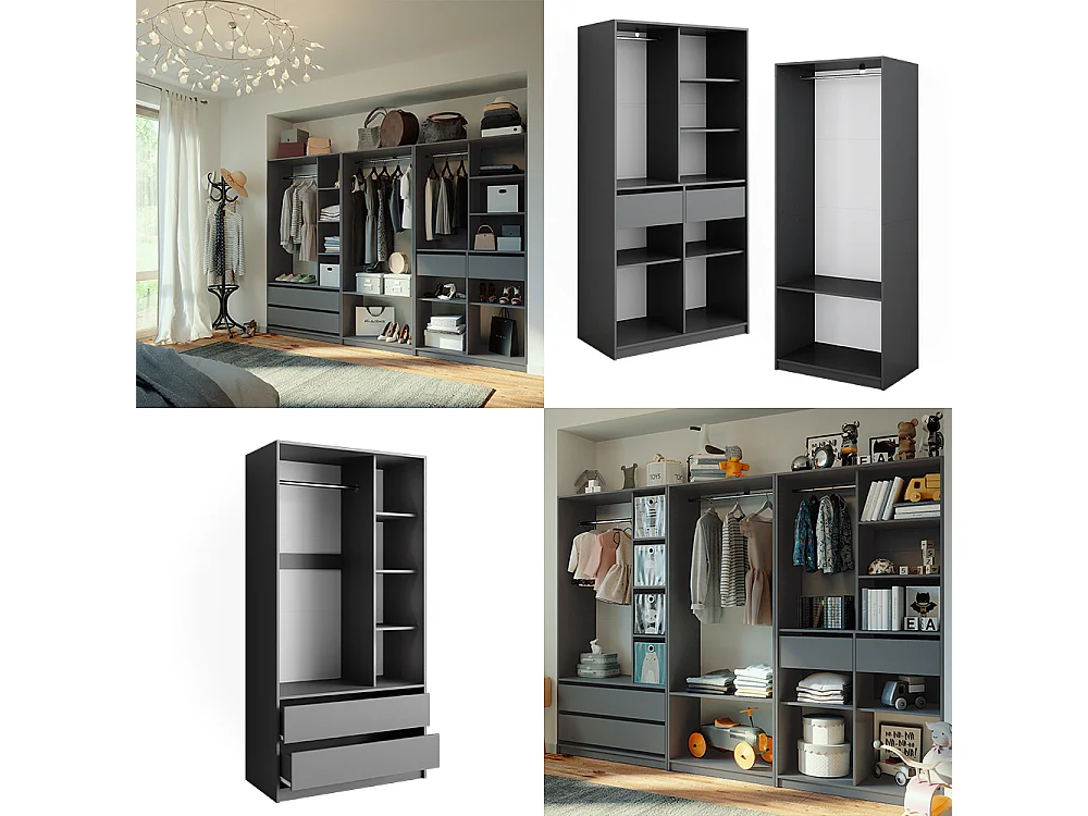 Armoire à vêtements anthracite 280x50x200 elmo