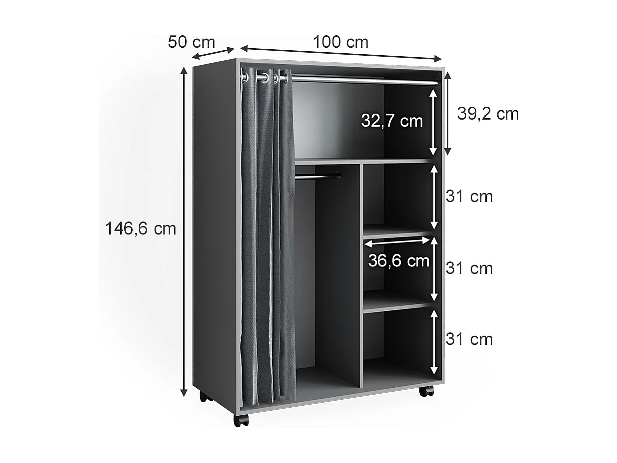 Armoire gris 100x50x146.6 doros