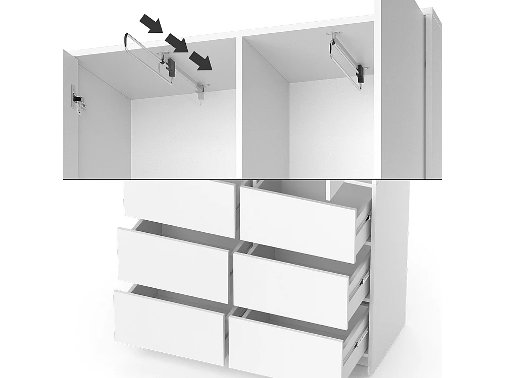 Armoire à vêtements blanc 98.6x40.3x200 naara