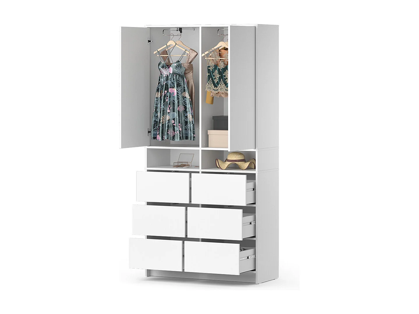 Armoire à vêtements blanc 98.6x40.3x200 naara