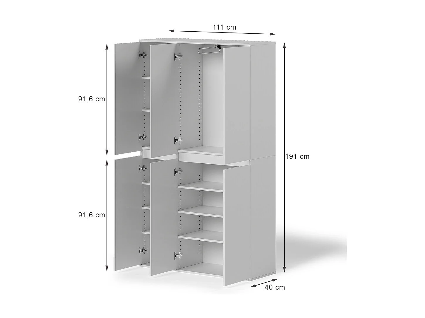 Armoire à vêtements blanc 111x40x191.5 claus