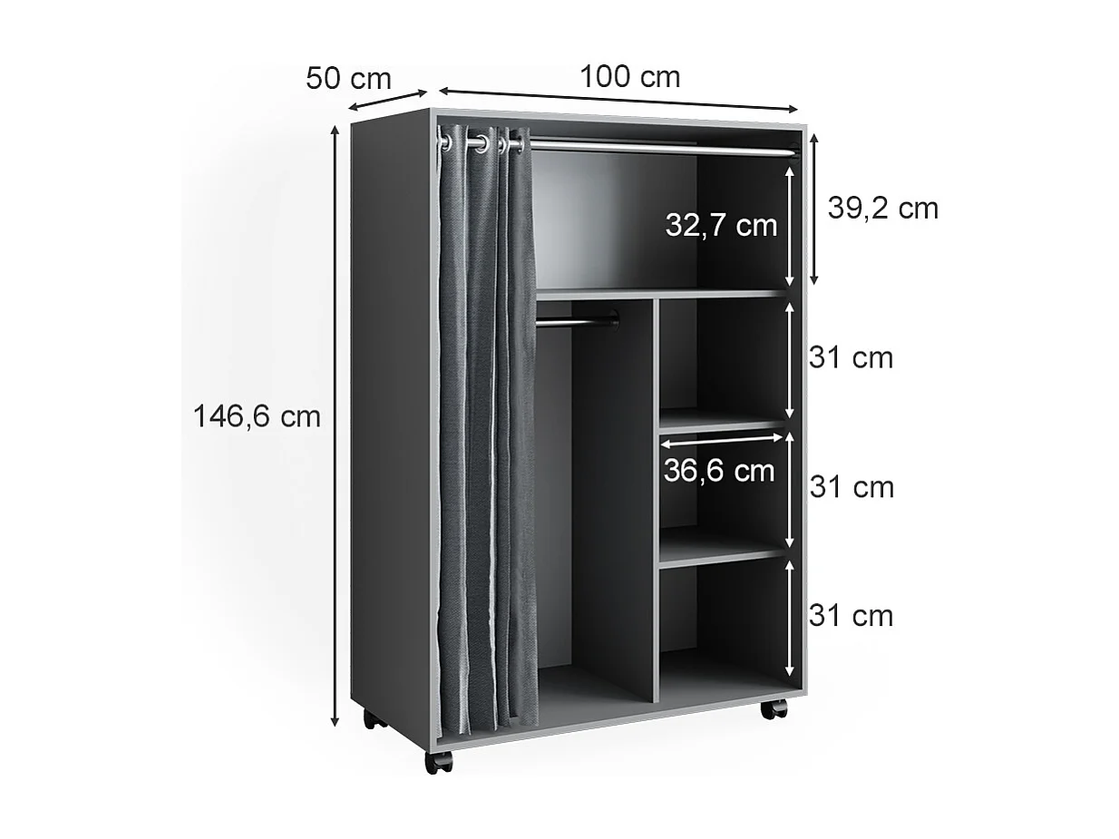 Armoire gris 100x50x146.6 doros