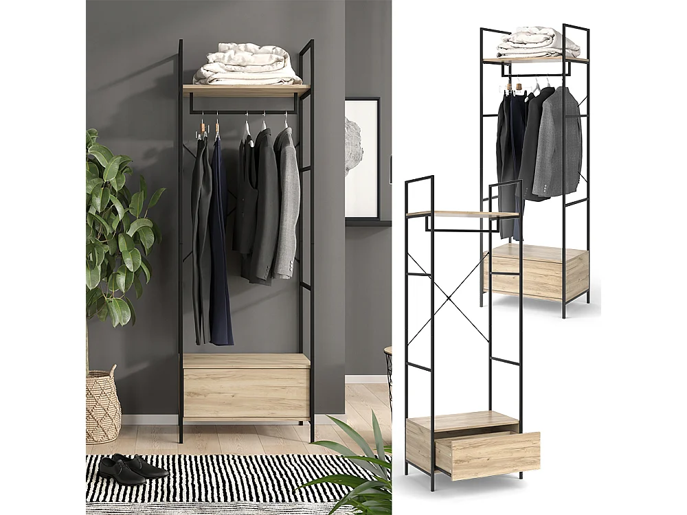 Armoire à vêtements bois 60x40x180 enya