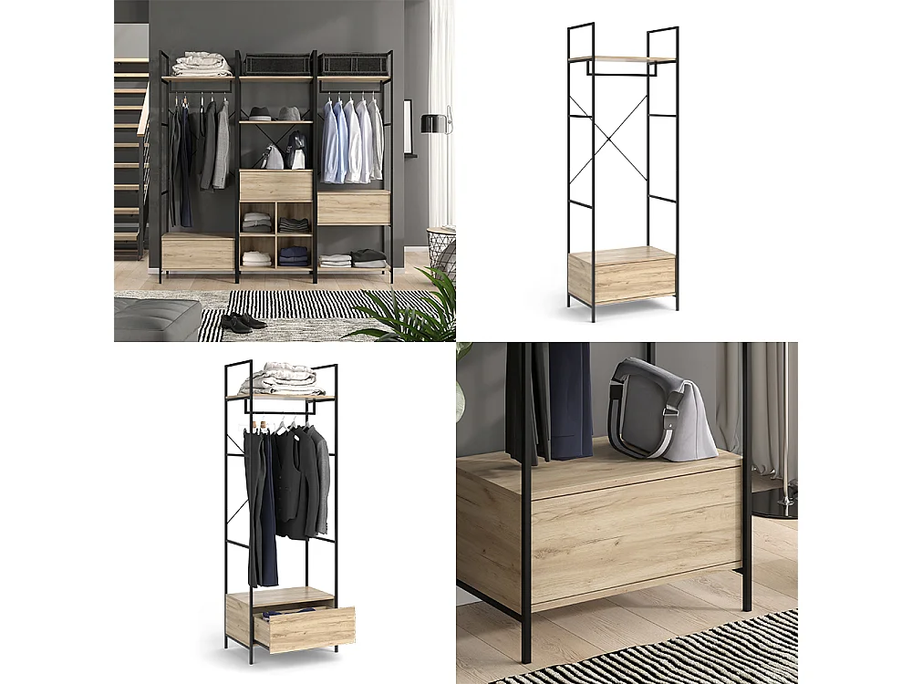 Armoire à vêtements bois 60x40x180 enya