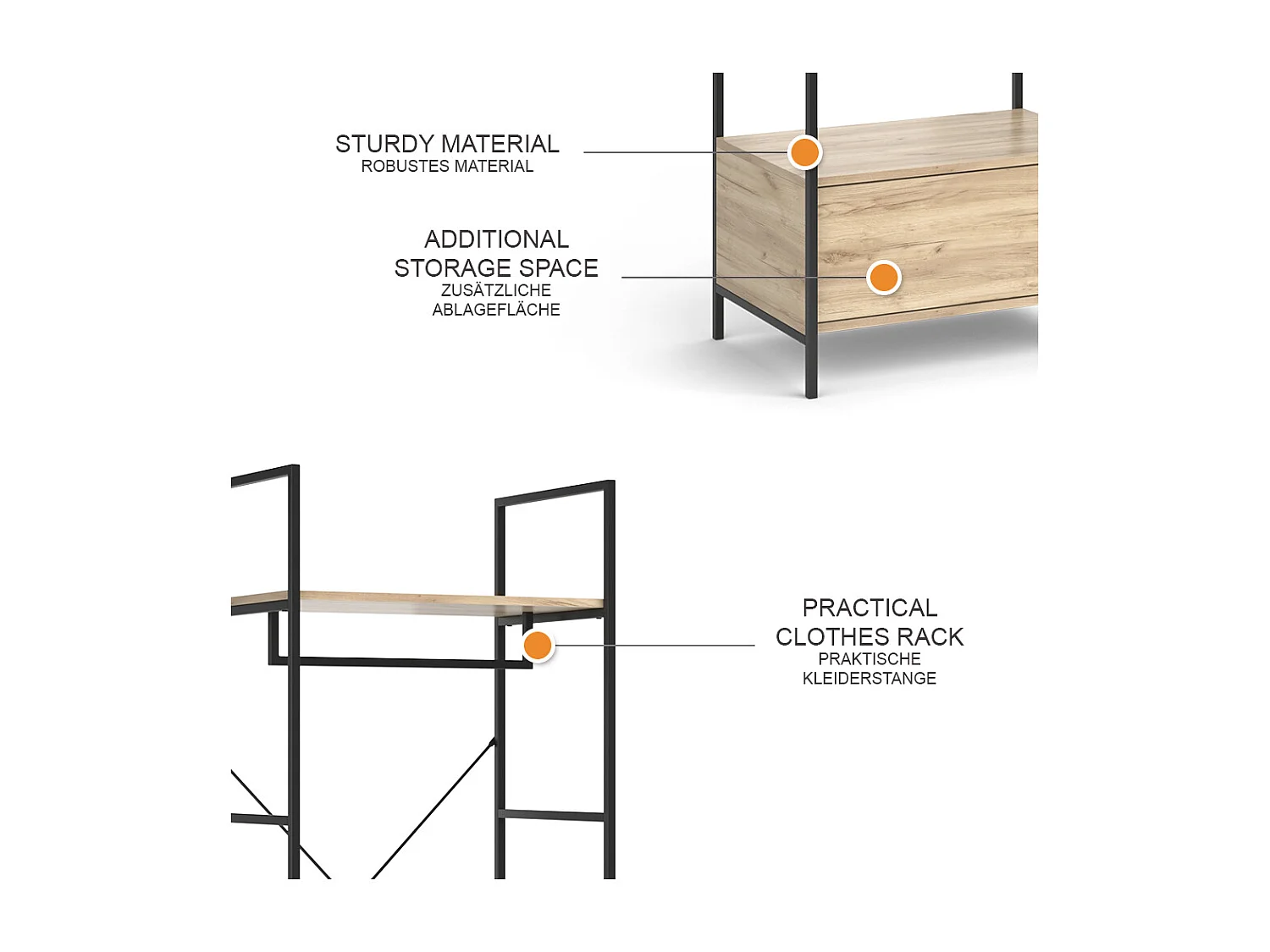 Armoire à vêtements bois 60x40x180 enya