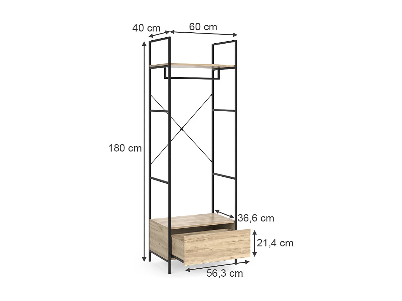 Garderobe træ 60x40x180 enya