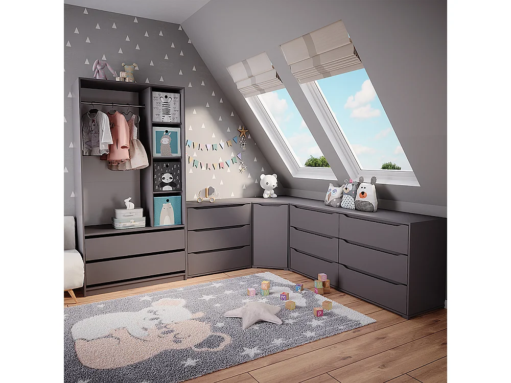 Armoire pour enfants anthracite 100x50x200 elmo