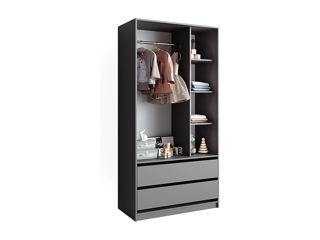 Armoire pour enfants anthracite 100x50x200 elmo
