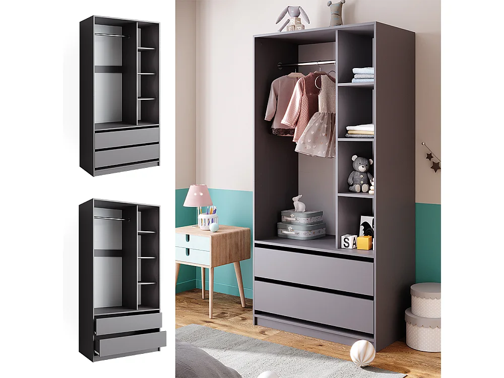 Armoire pour enfants anthracite 100x50x200 elmo