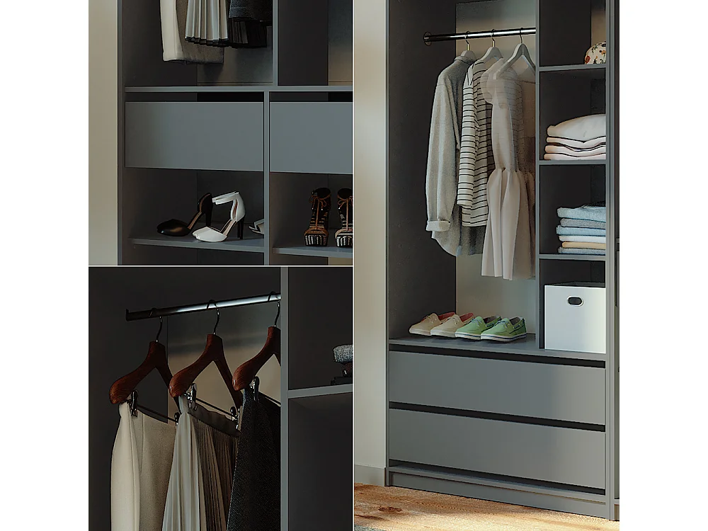 Armoire à vêtements anthracite 100x50x200 elmo