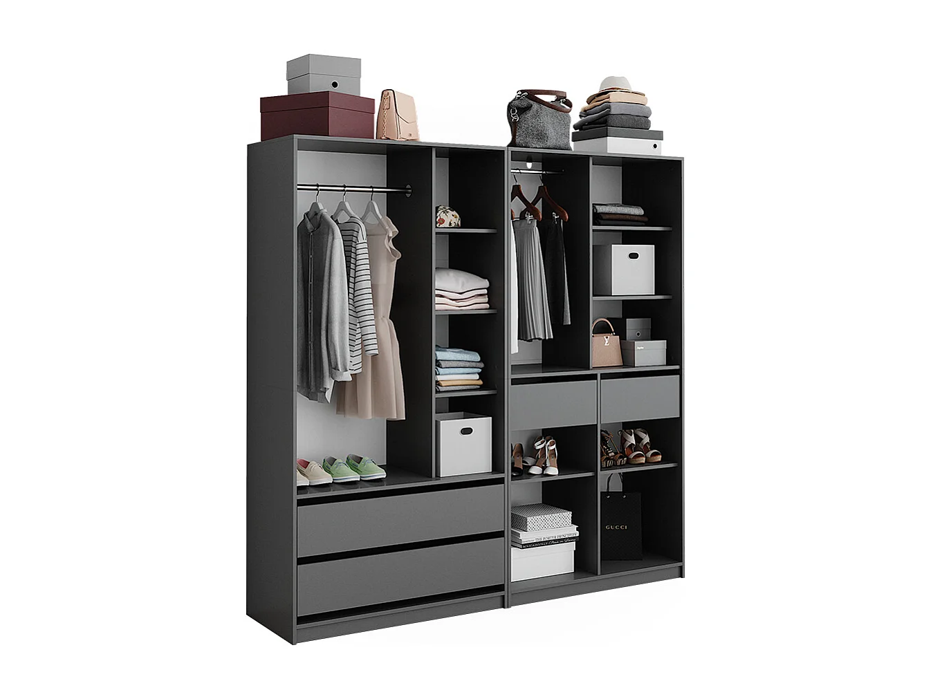 Armoire à vêtements anthracite 100x50x200 elmo