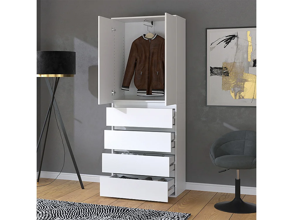 Armoire à vêtements blanc 74x40x191.5 claus