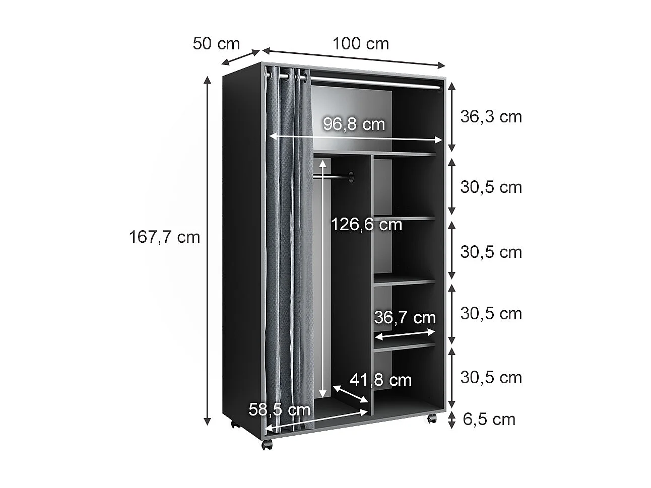 Armoire gris 100x50x168 doros