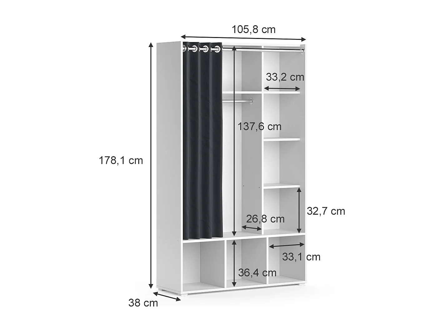 Armoire pour enfants blanc 105.8x38x178.1 luigi