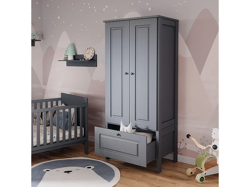 Armoire pour enfants gris 83.3x53.4x187 ajaton