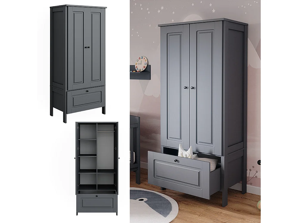 Armoire pour enfants gris 83.3x53.4x187 ajaton