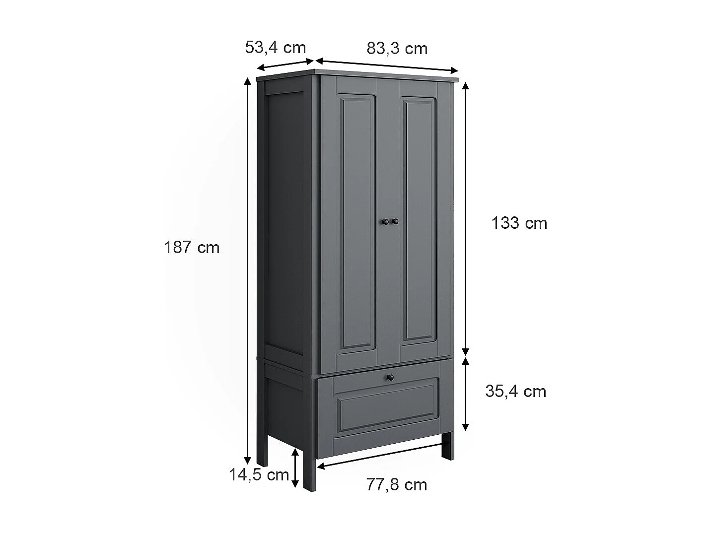 Armoire pour enfants gris 83.3x53.4x187 ajaton