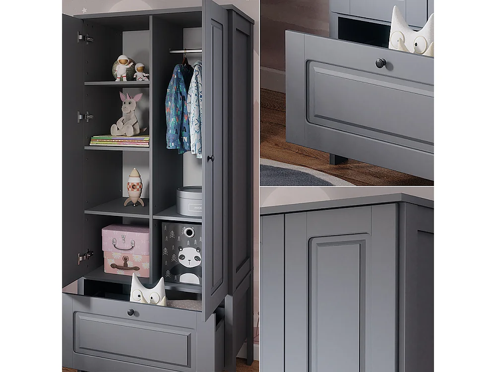 Armoire pour enfants gris 83.3x53.4x187 ajaton