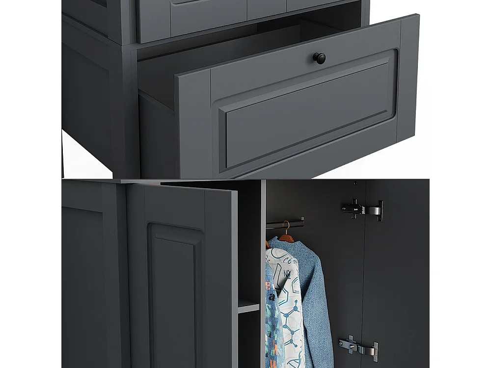 Armoire pour enfants gris 83.3x53.4x187 ajaton