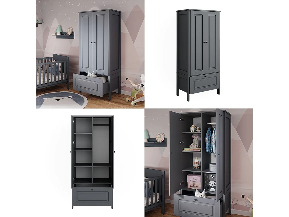 Armoire pour enfants gris 83.3x53.4x187 ajaton