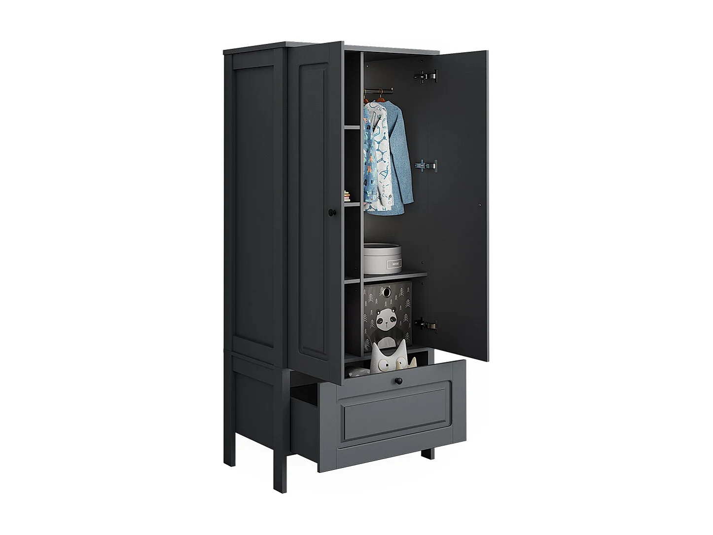 Armoire pour enfants gris 83.3x53.4x187 ajaton